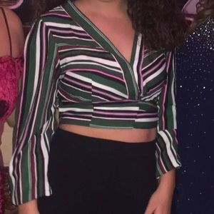 Stripped wrap around top